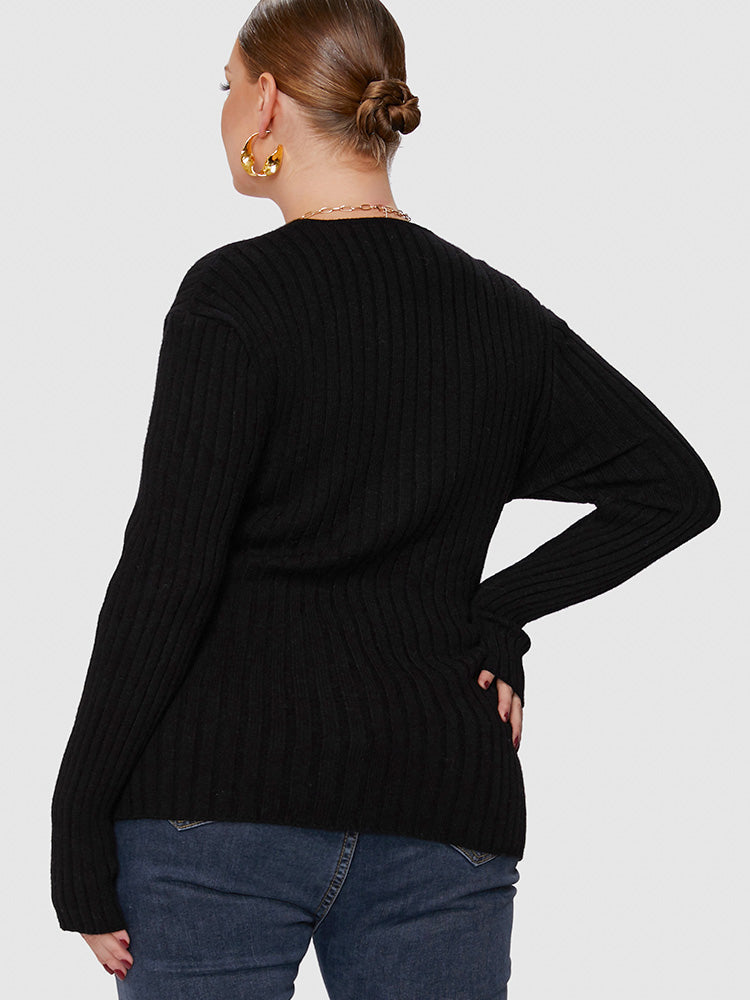 Ribbed Knit Crisscross Sweater