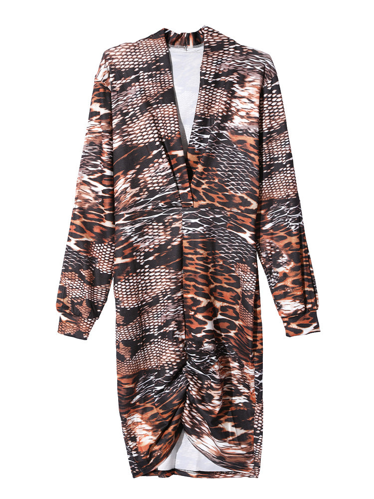 Printing Bodycon Split Leopard Dress
