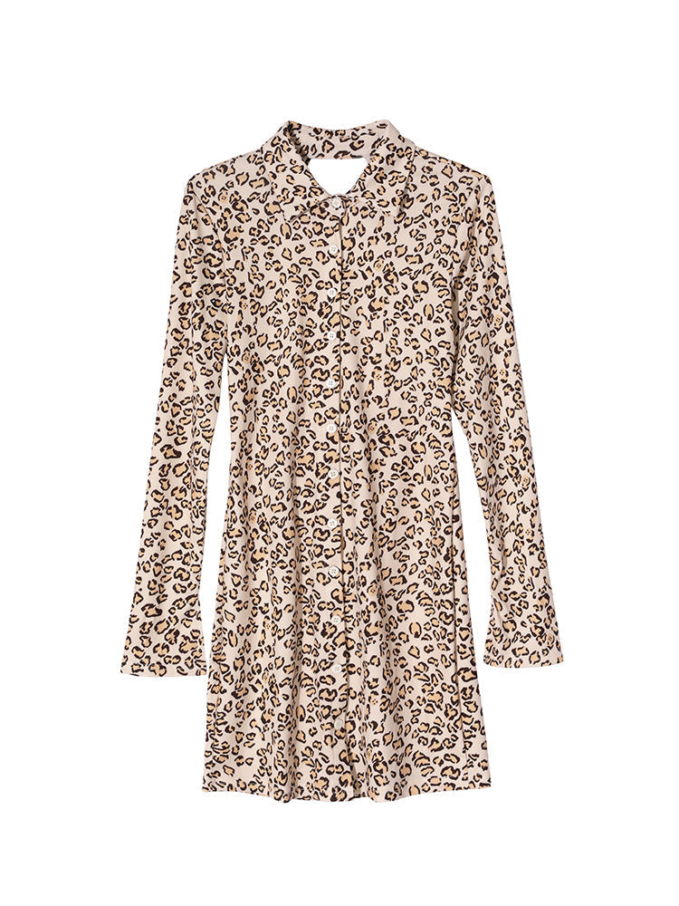 Leopard Backless Sexy Skinny Dress