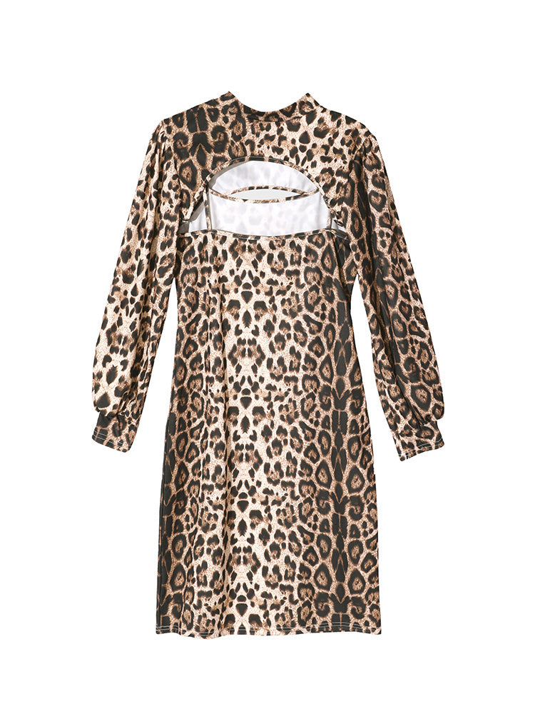 Leopard Keyhole Cut-Out Party Dress