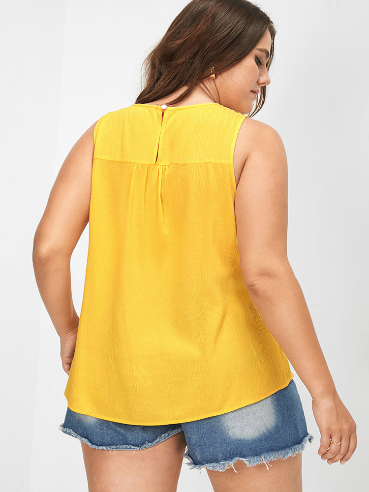 Plain Button Back Tank Top