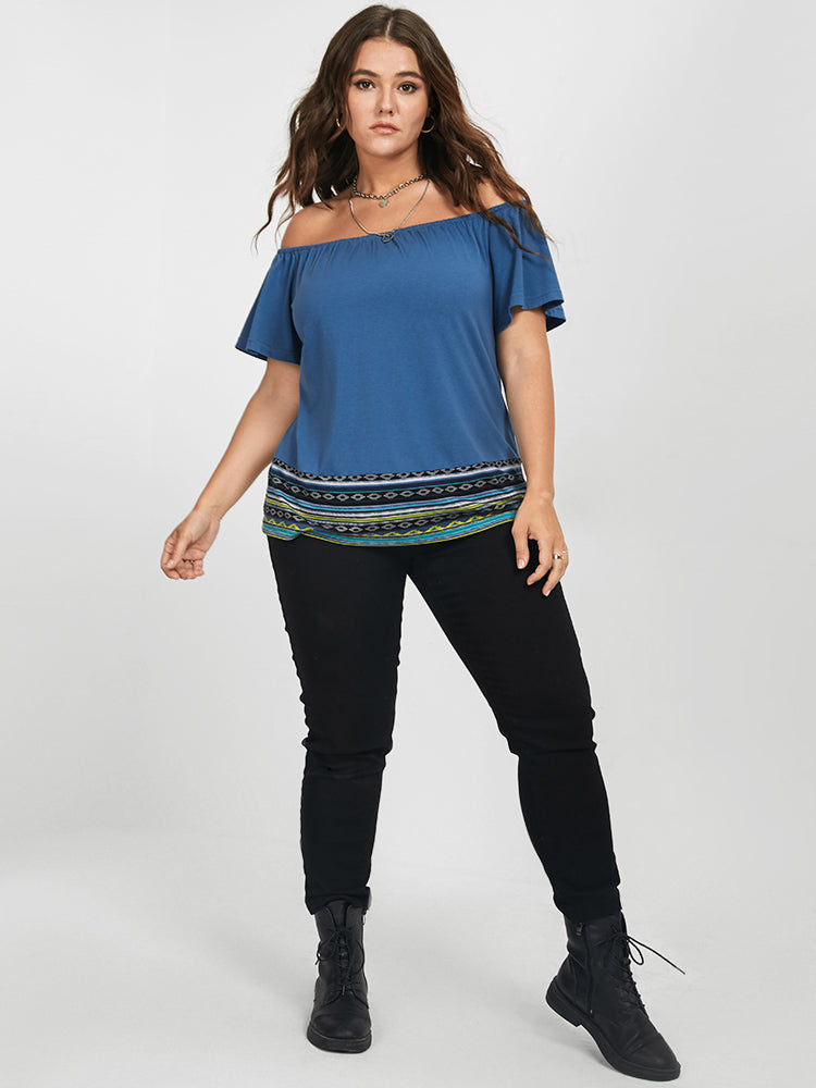 Geo Print Off Shoulder T-shirt