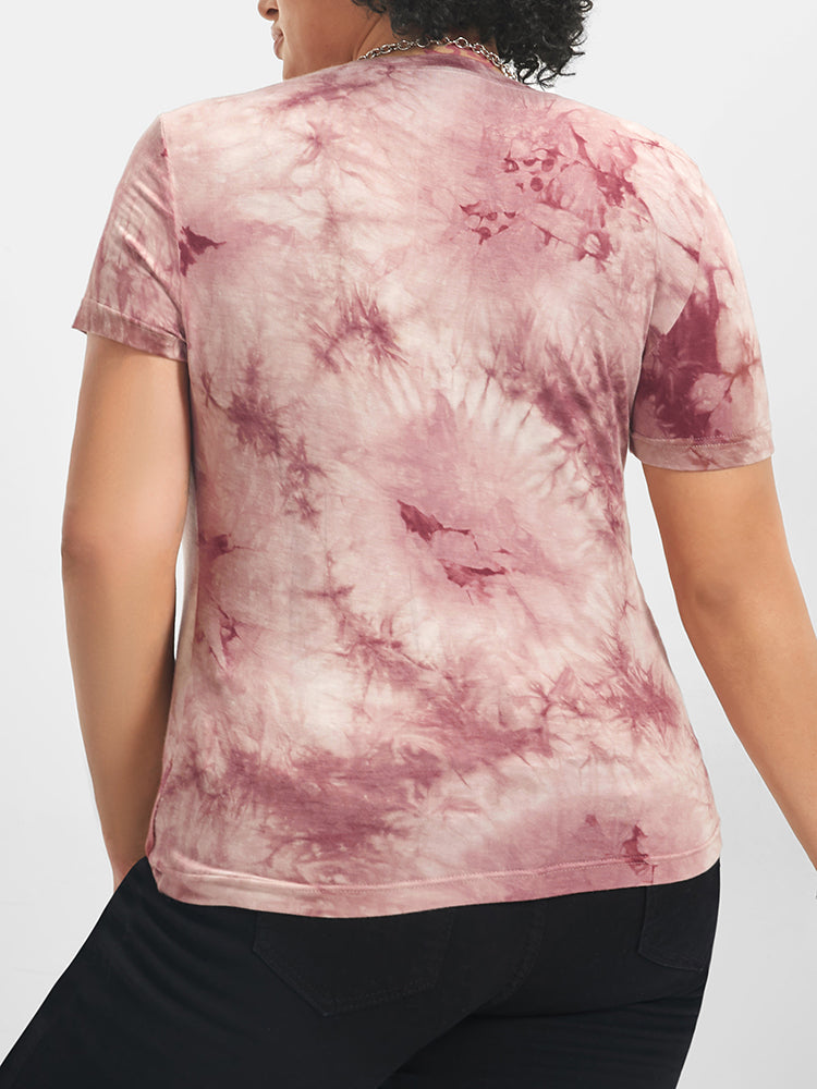 Letter Print Tie Dye T-shirt