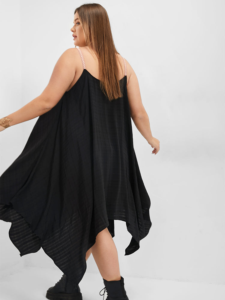 Black Hanky Hem Midi Dress