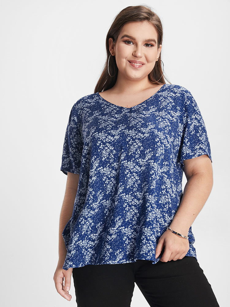 Ditsy Floral Cut-out Back Blouse