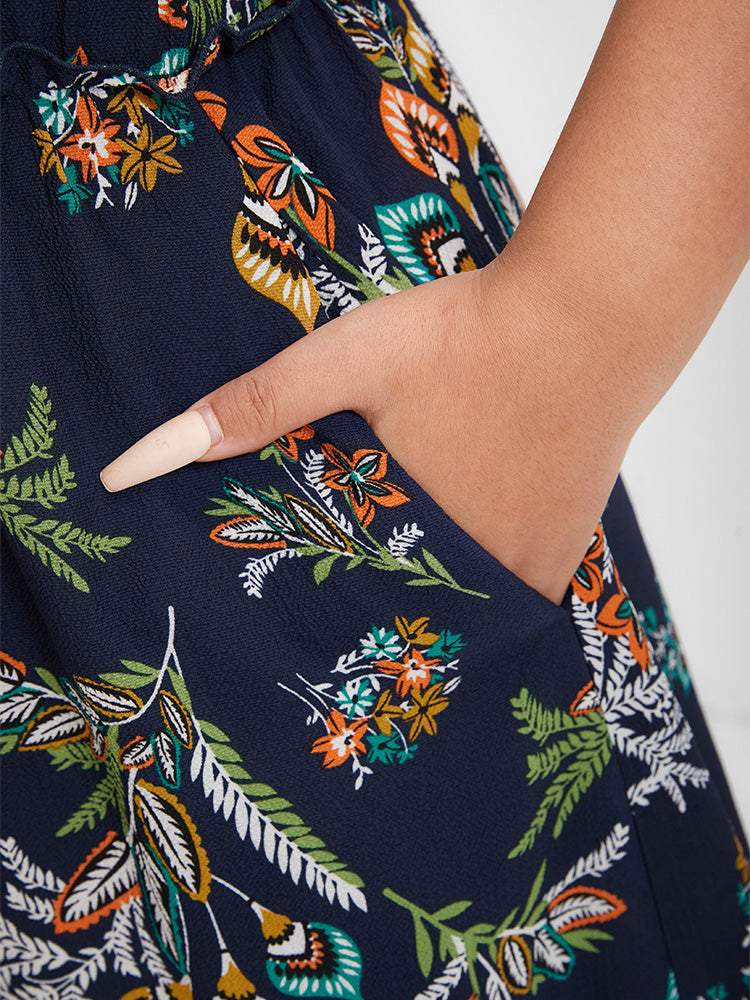 Bandana Floral Tie Strap Tassel Cami Dress