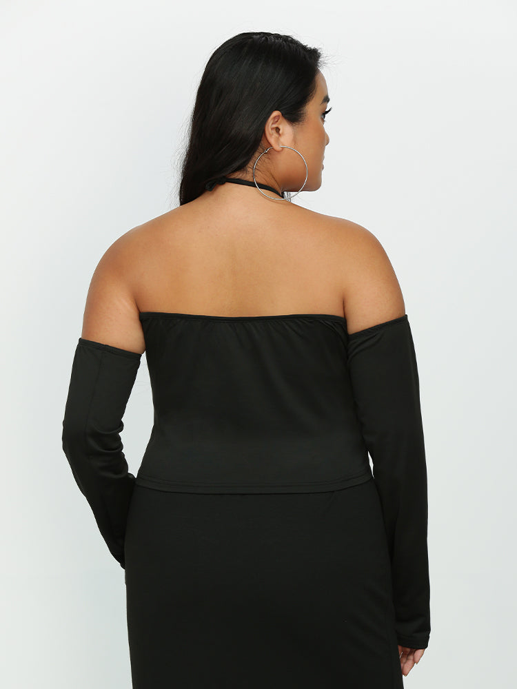 Ring Halter Neck Shoulderless Top