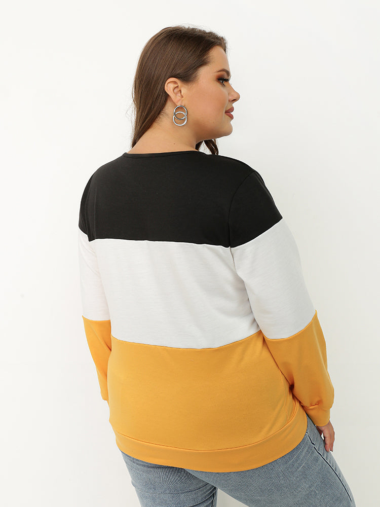 Colorblock Striped Crew Neck T-shirt
