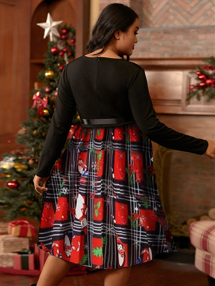 Christmas Tartan Patchwork A Line Dress