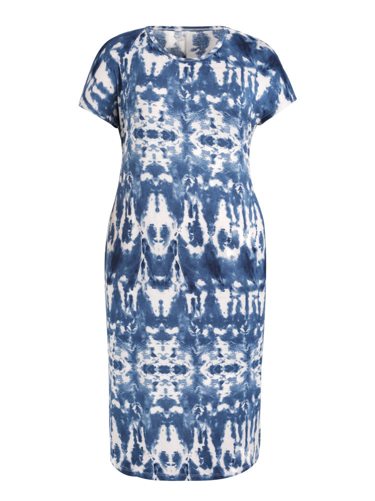 Tie Dye Print Split Tee Dress