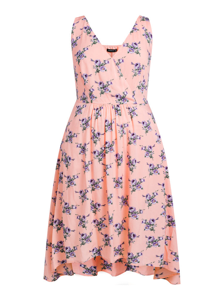 Floral Print High Low Hem Cami Maxi Dress