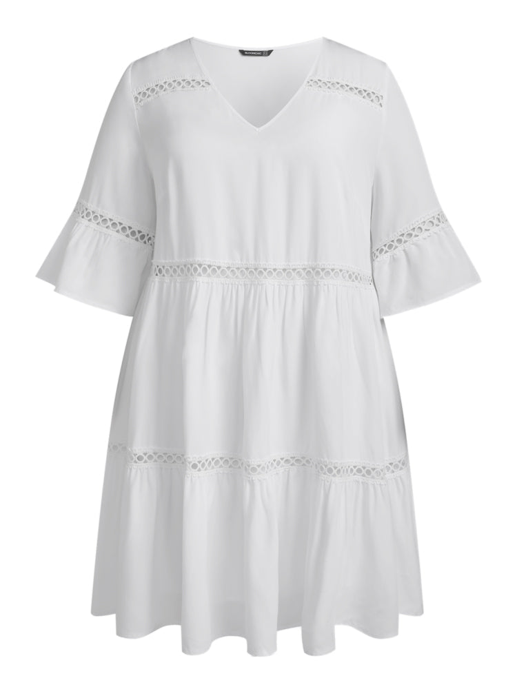 V Neck Hollow Out Ruffle Dress & Cami Dress