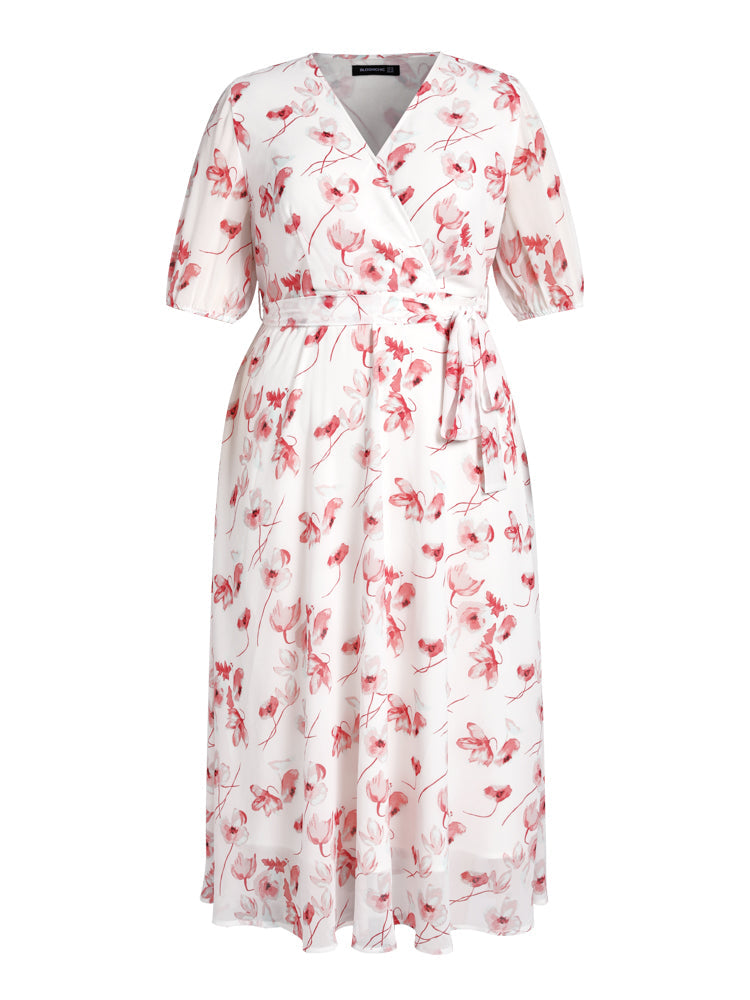 Floral Belted Wrap Maxi Dress