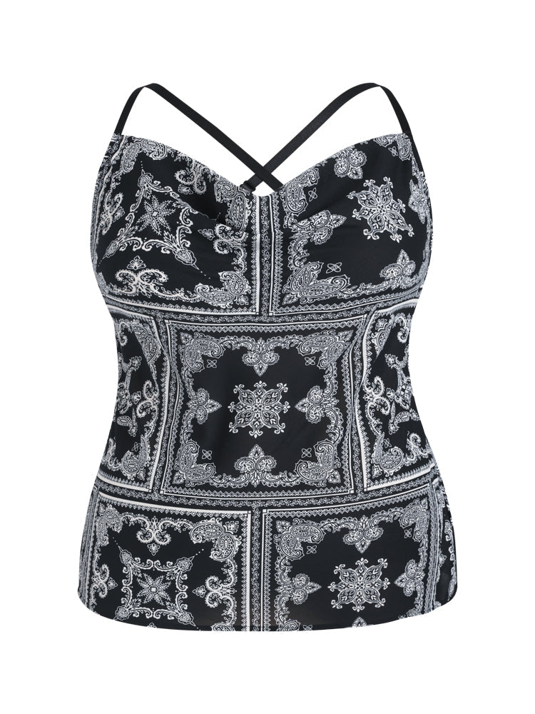 Paisley Bandana Print Cowl Neck Tank Top