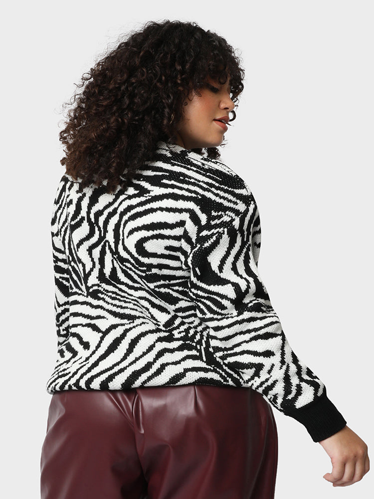 Patchwork Zebra Pattern Sweater