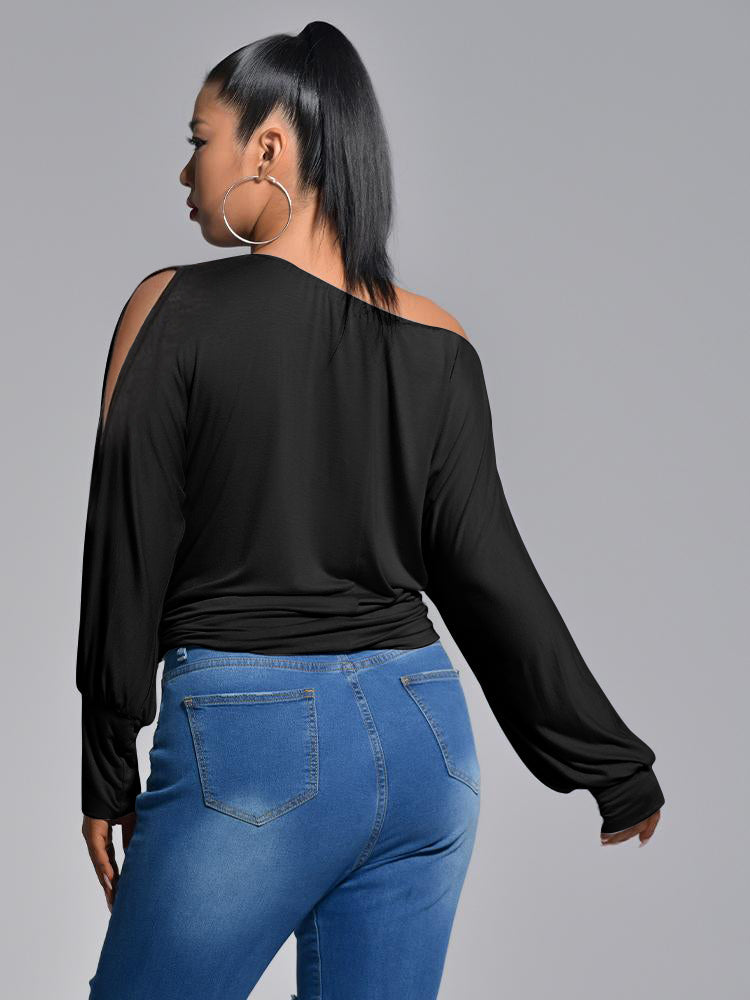 Solid Cut Out Long Sleeve T-shirt