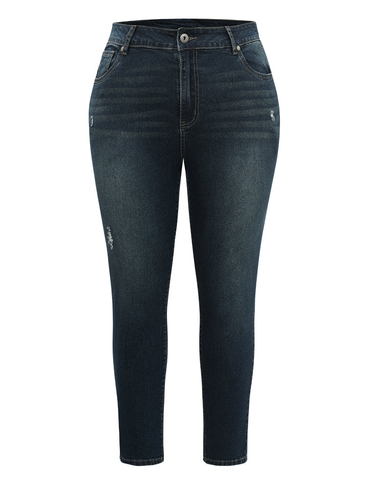 Plain Ripped Pocket High Rise Jeans