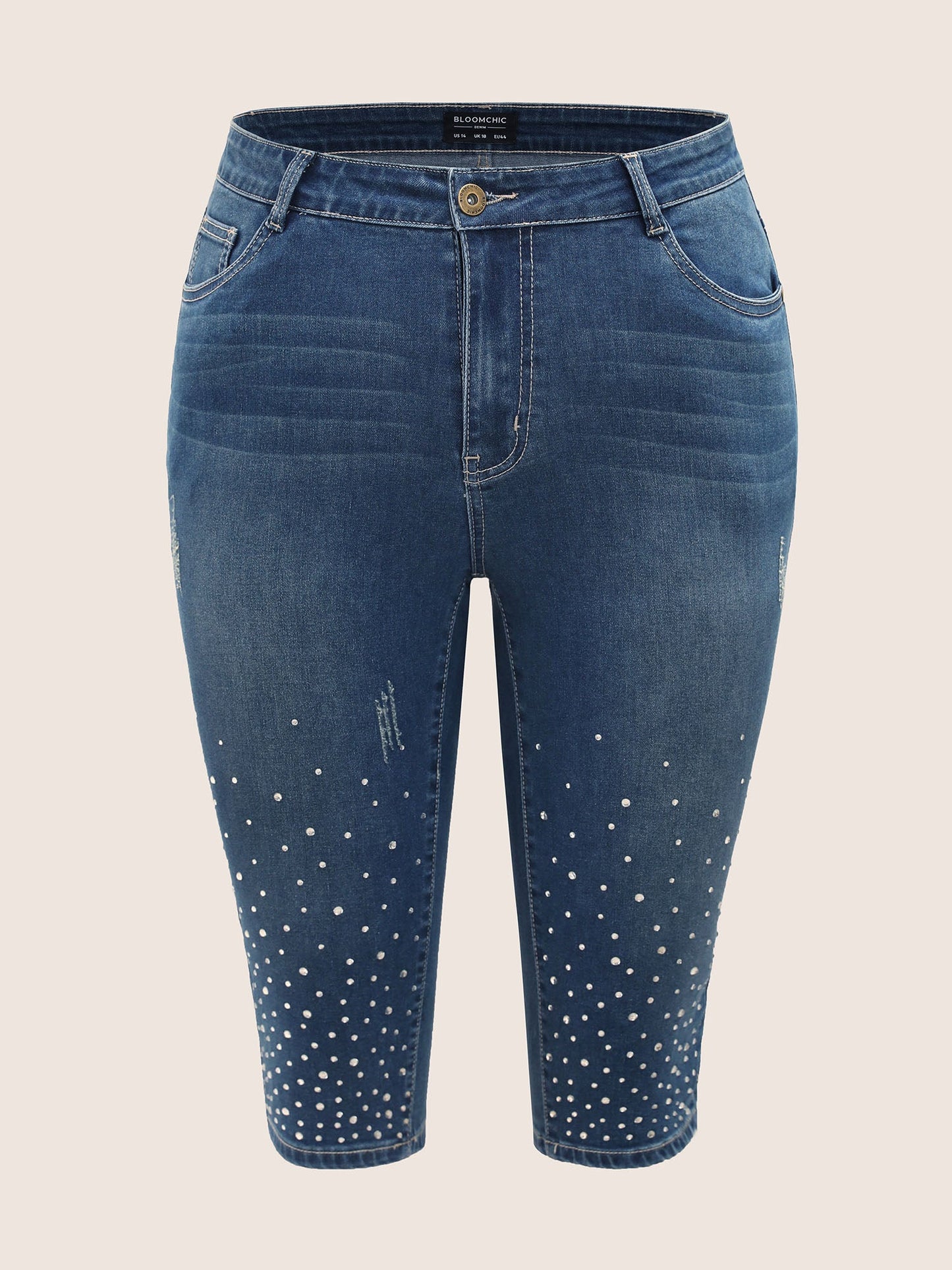 Rhinestone Vintage Dark Wash Pull On Jegging Jeans