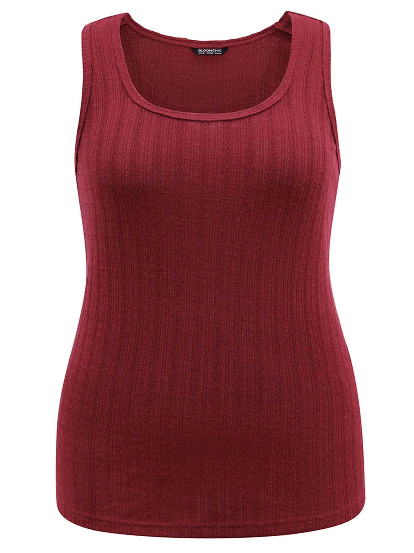 Solid Textured Square Neck Jacquard Tank Top