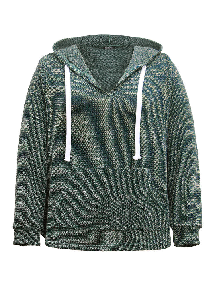 Textured Kangaroo Pocket Hooded Sweatshirt