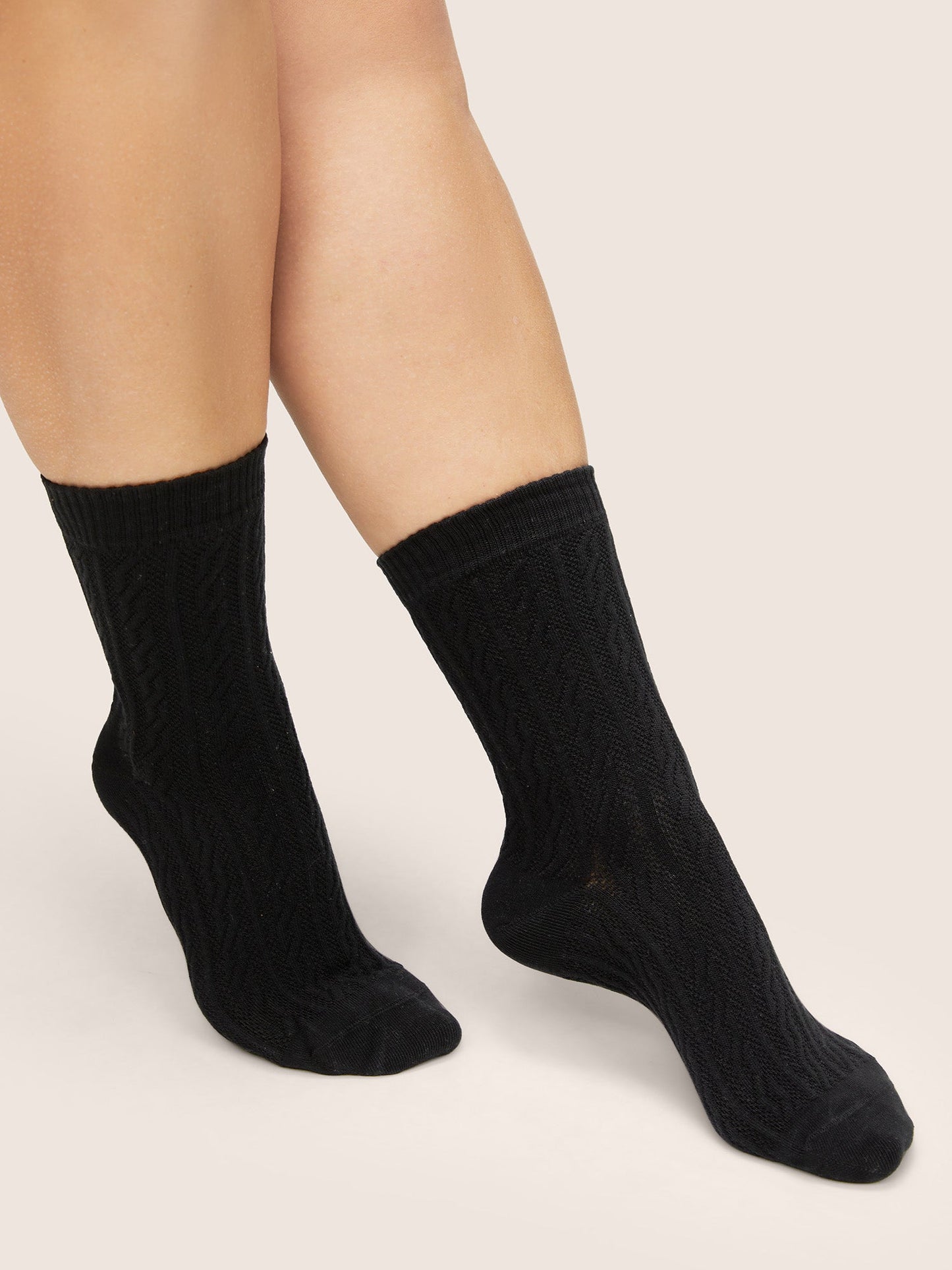 3 Pairs Solid Cotton Cable Knit Socks