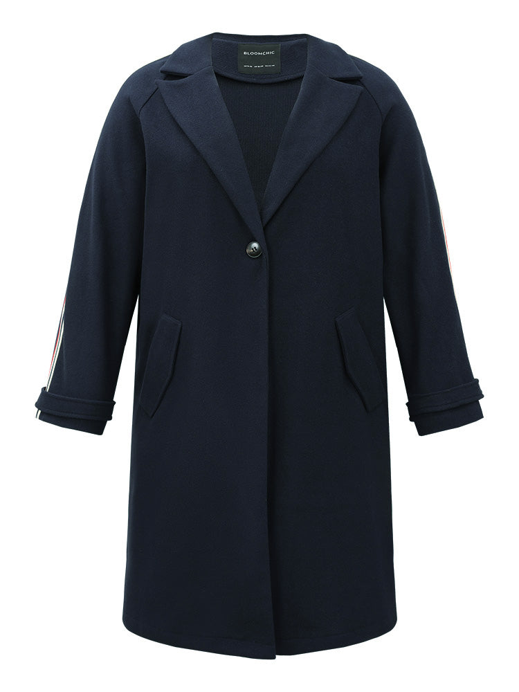 Plain Lapel Collar Button Up Contrast Webbing Windbreaker