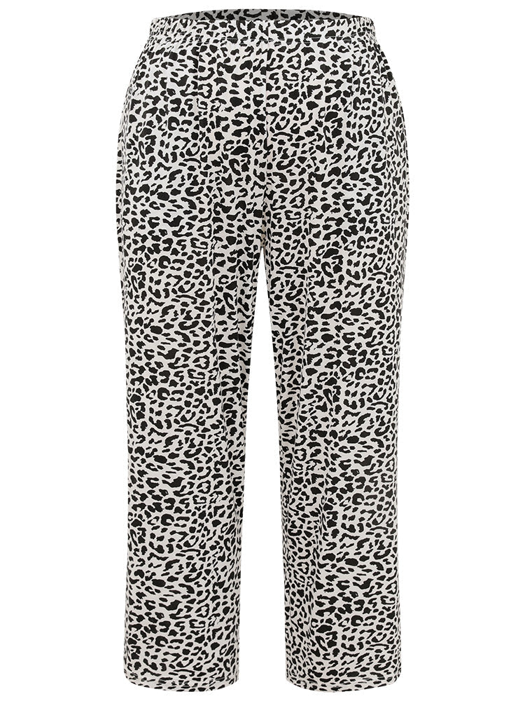Halloween Leopard Print Elastic Waist Sleep Pants