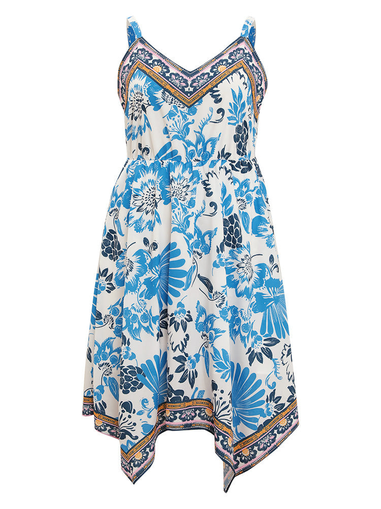 Bandana Print Adjustable Straps Hanky Hem Pocket Cami Dress