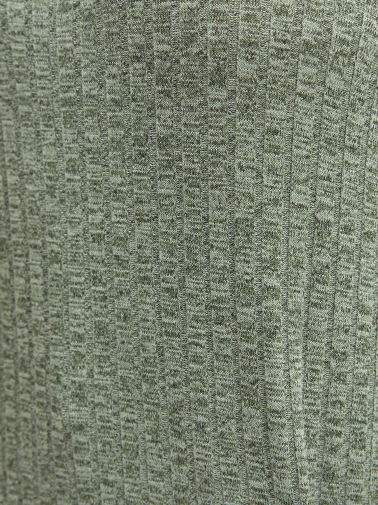 Plain Pocket Crew Neck Rib Knit Tee