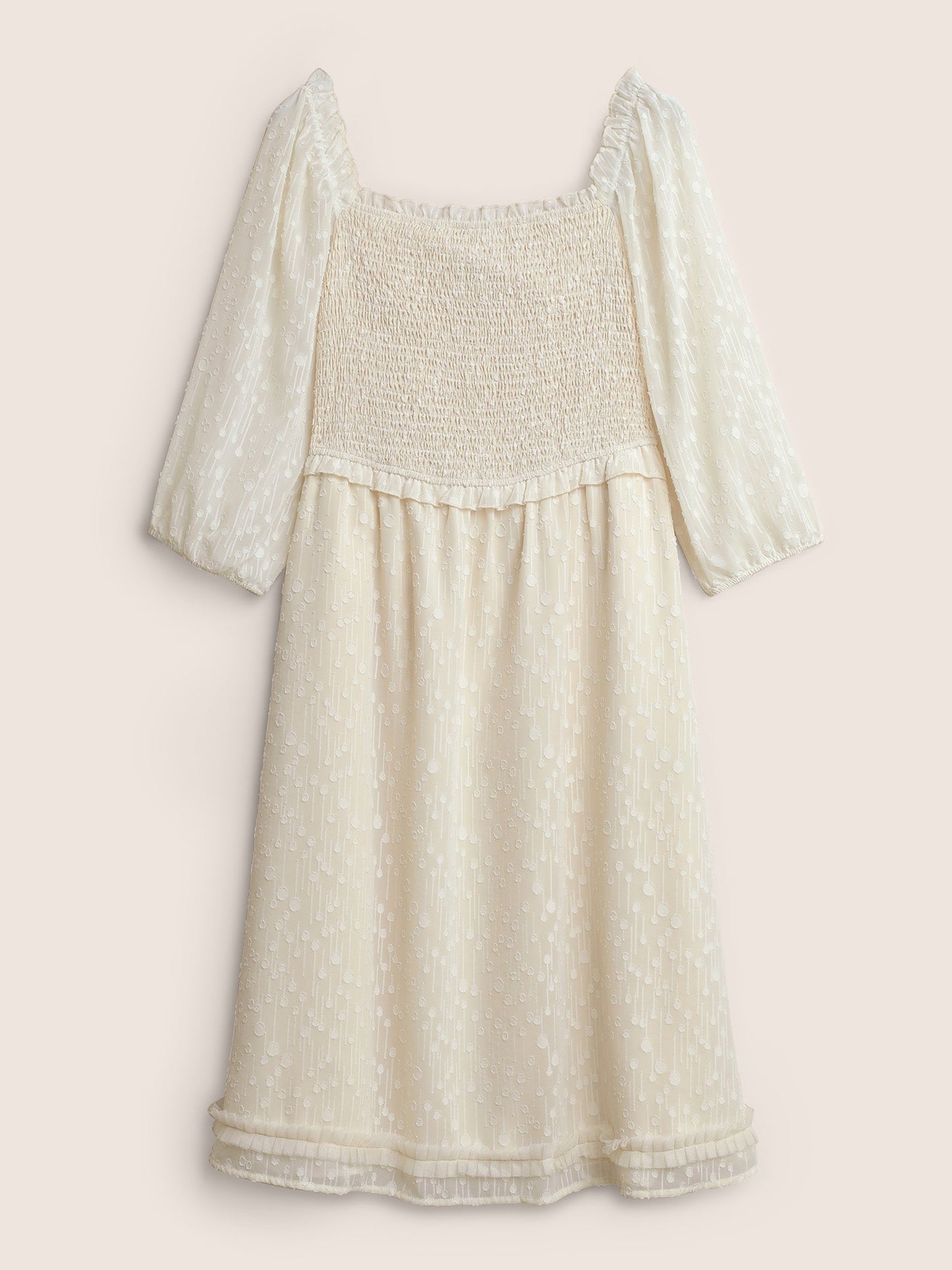 Chiffon Shirred Mesh Frill Trim Pocket Dress