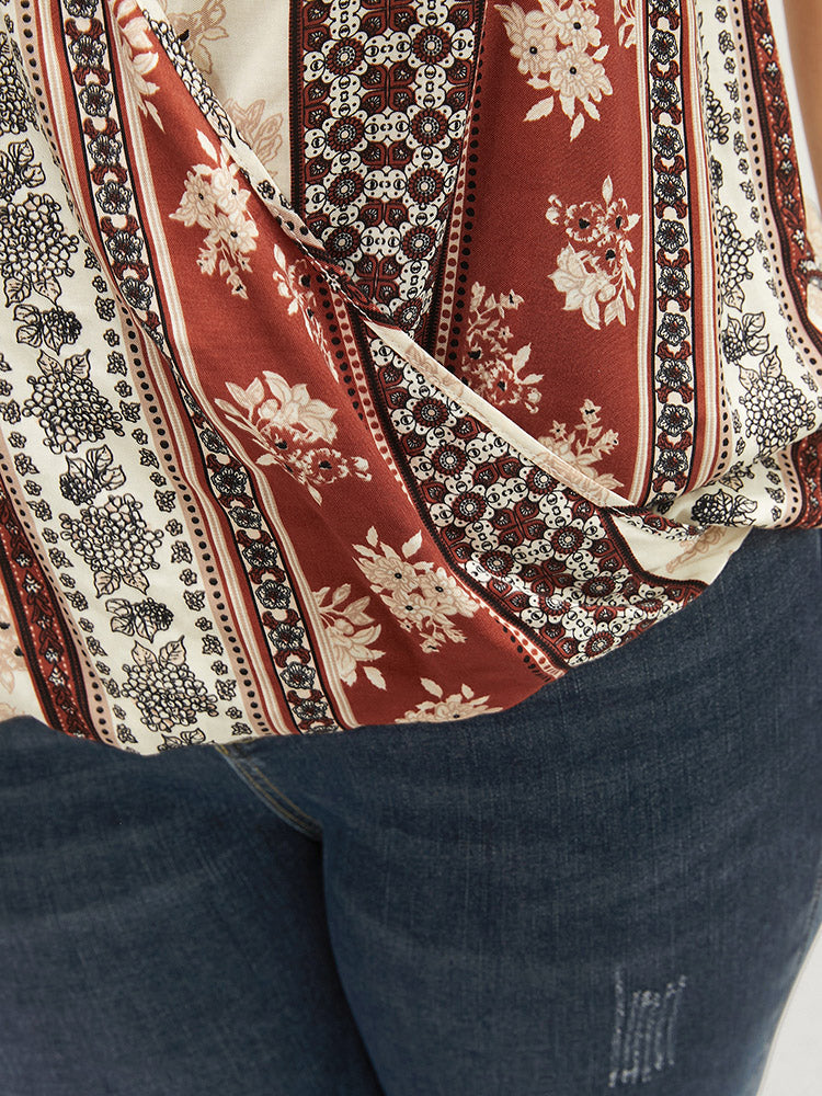 Striped Contrast Wrap Sleeveless Tank Top