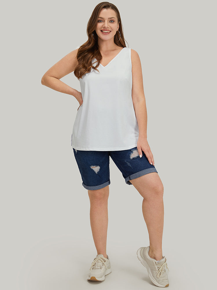 UltraCool Solid V Neck Sleeveless Tank Top