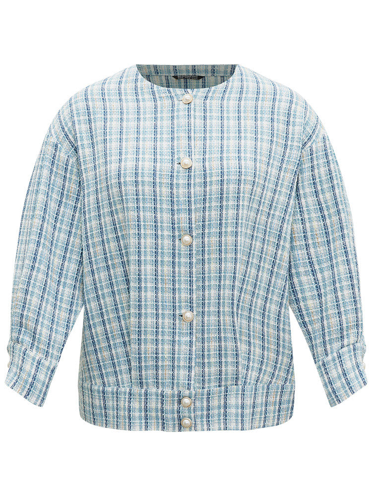 Gingham Buckle Detail Button Through Jacket