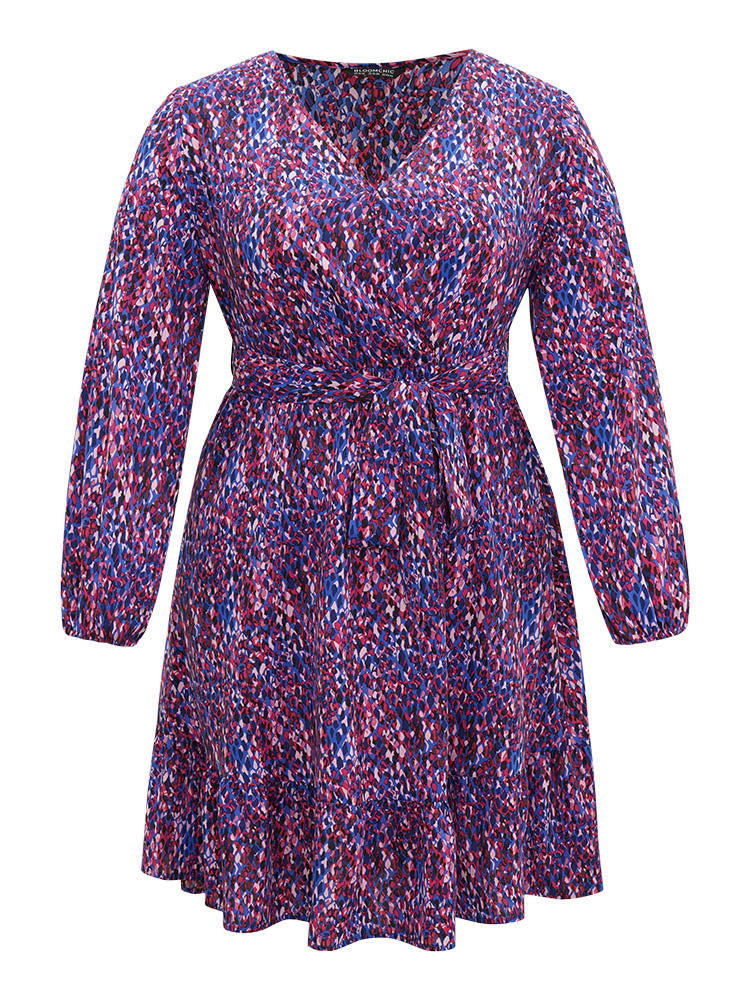 Allover Print Knotted Flutter Hem Dress