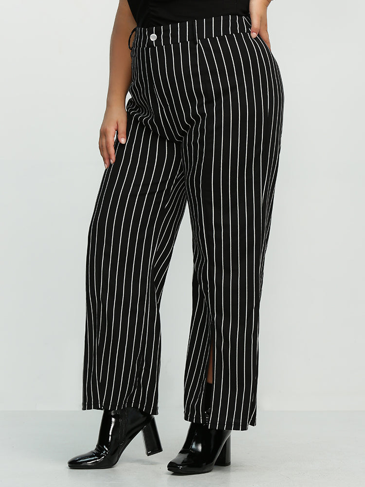 Split Hem Striped Pants