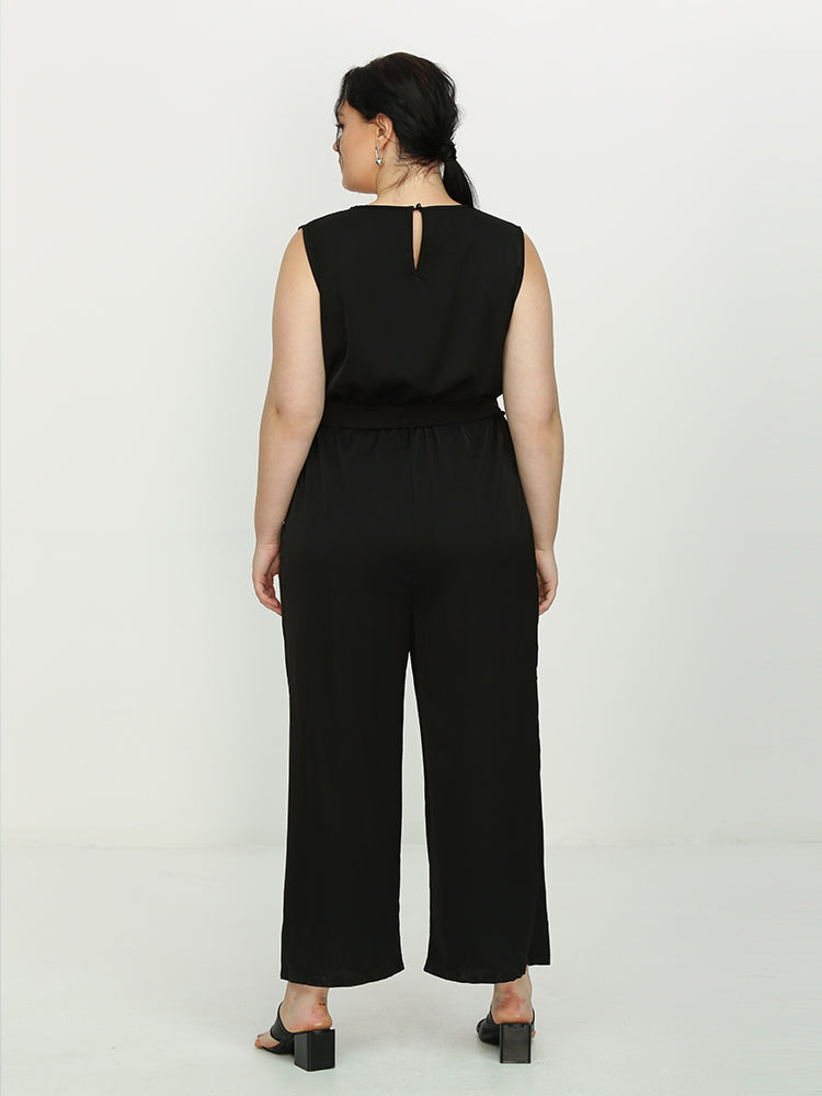 Button Sleeveless Jumpsuit