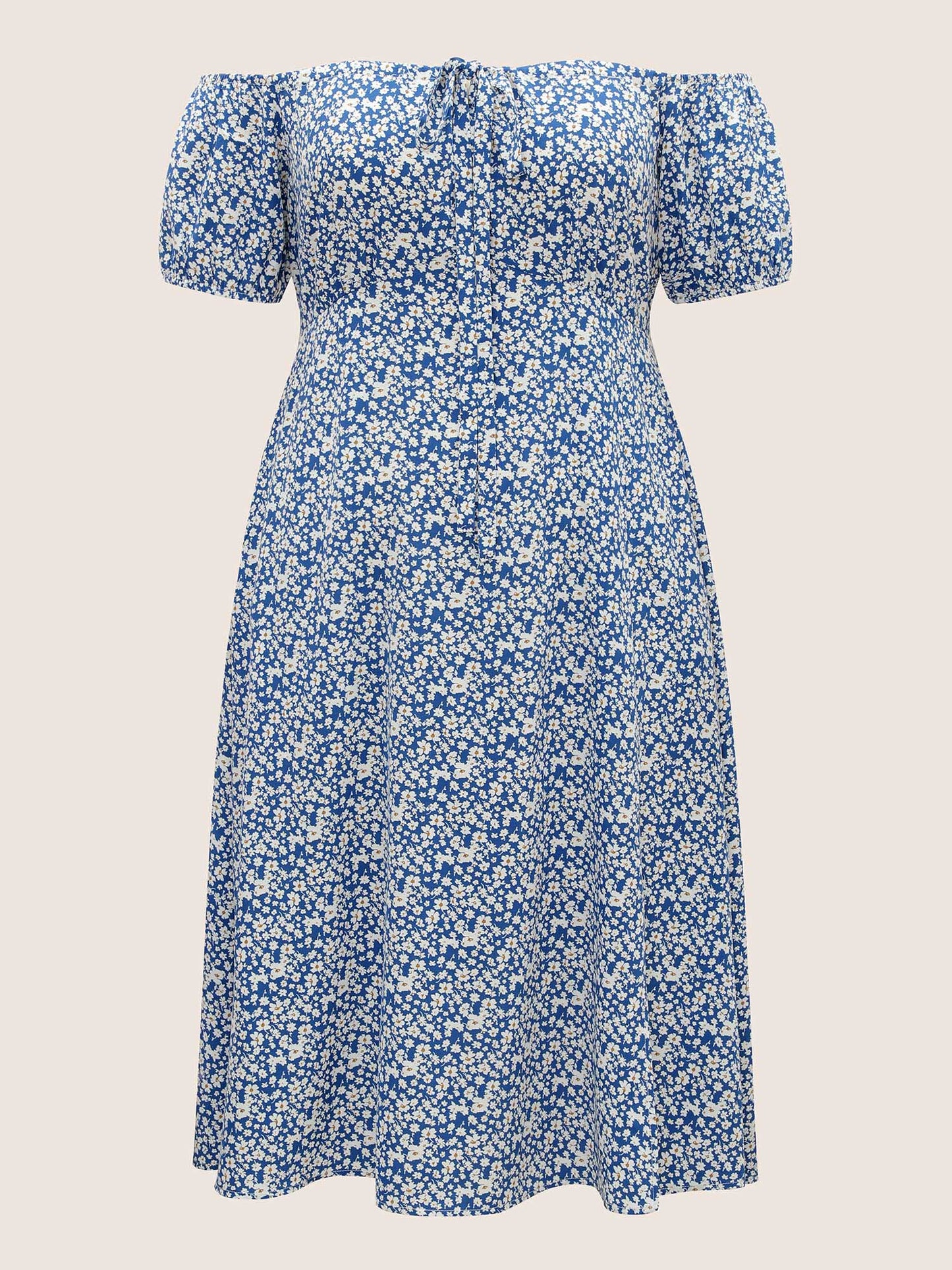 Ditsy Floral One Shoulder Neck Cross Straps Dress