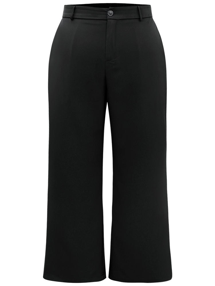 Static-Free Plain Pocket Wide Leg Pants