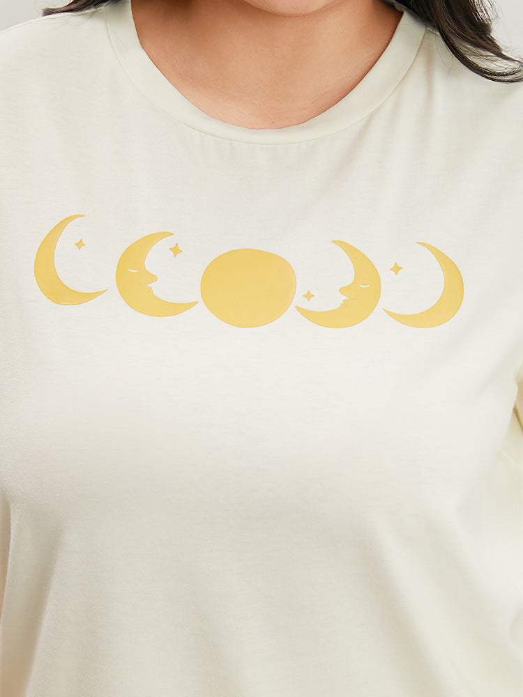 Moon And Star Round Neck Sleep Top