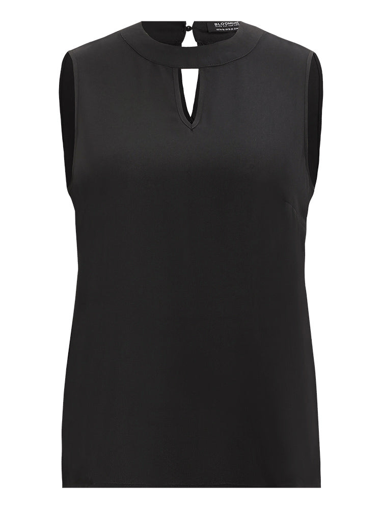 Solid Keyhole Neck Sleeveless Tank Top