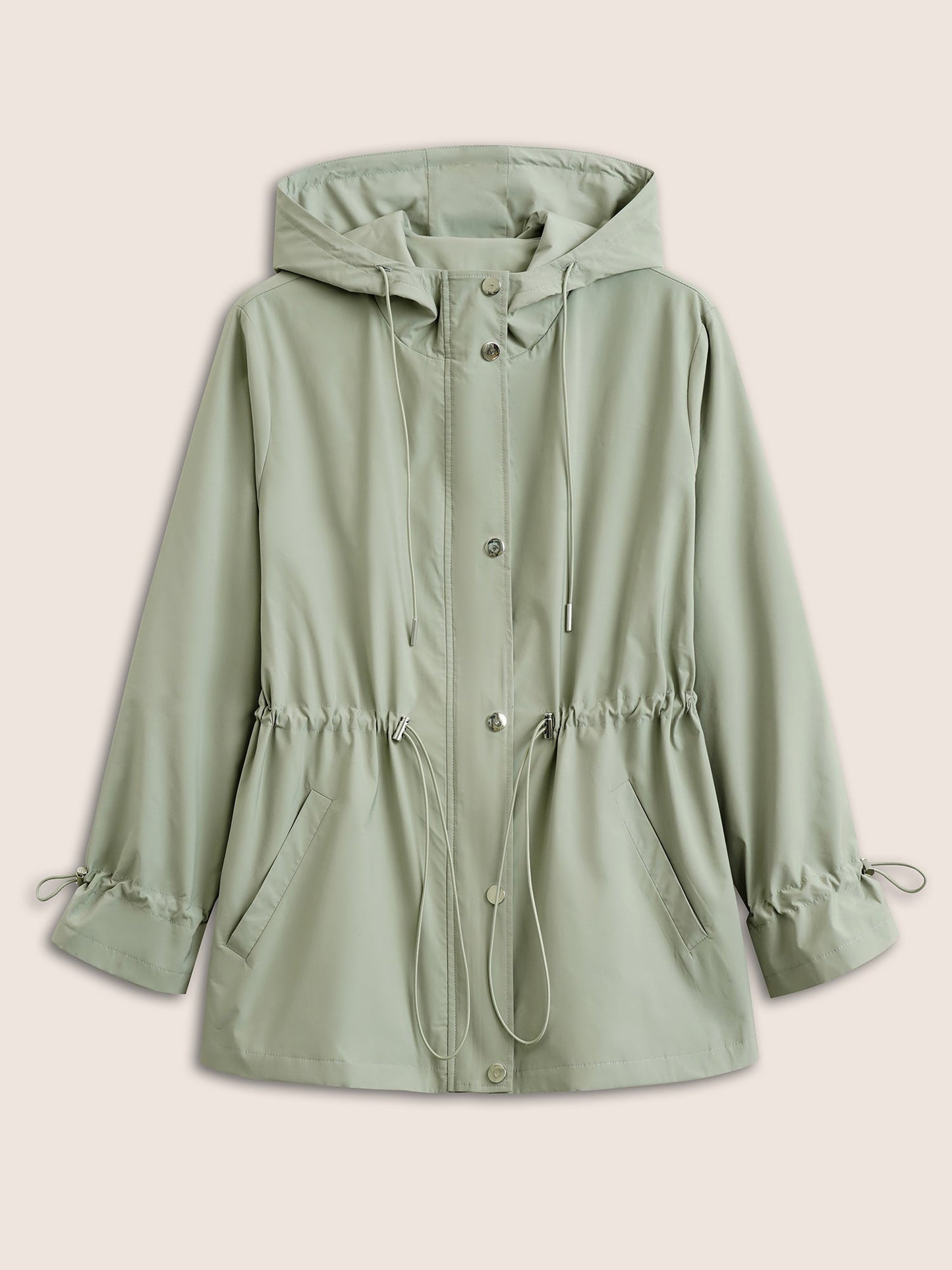Solid Sun Proof Drawstring Pocket Hooded Jacket