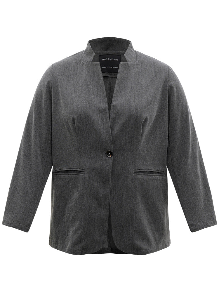 Stand Collar Button Up Pocket Blazer
