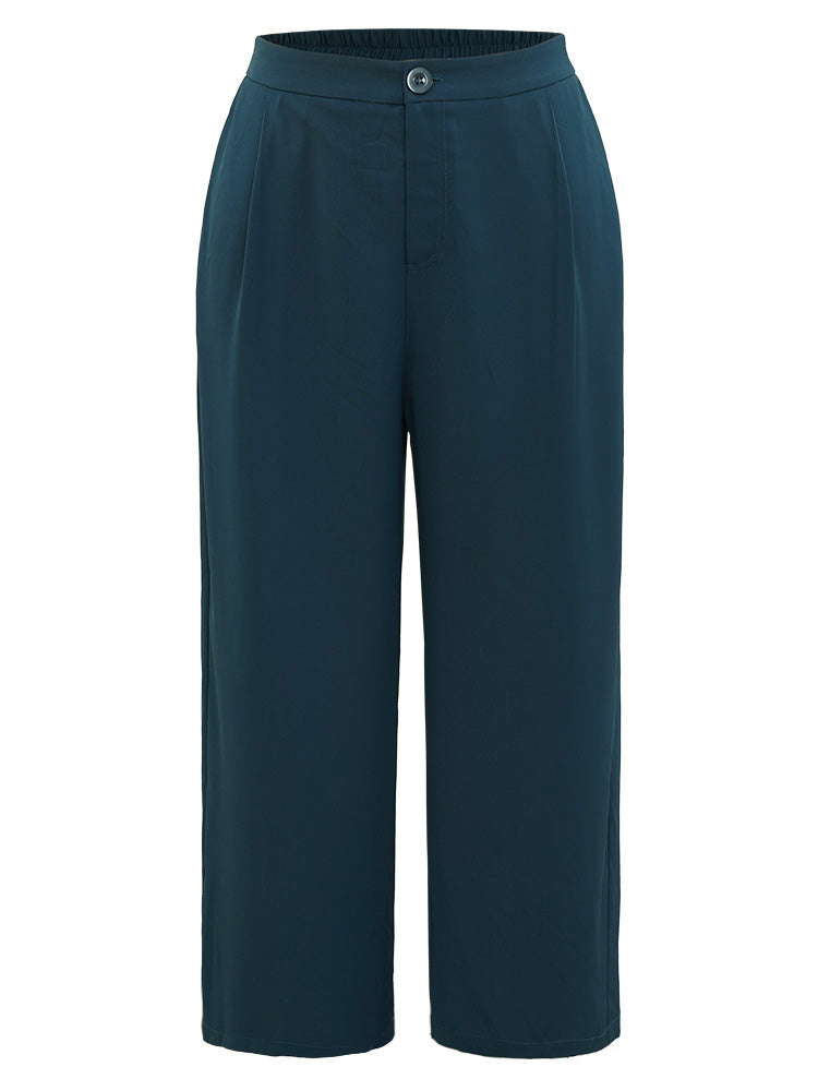 Plain Pocket Wide leg Woven Pants