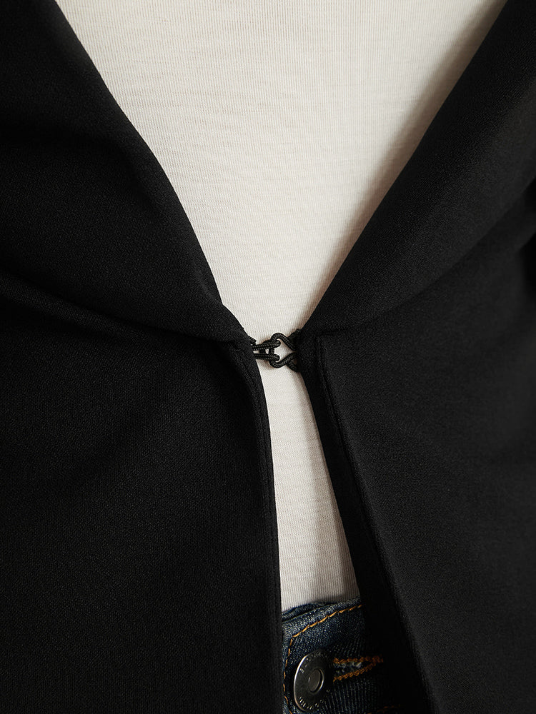 Plain Lapel Collar Asymmetrical Hem Blazer