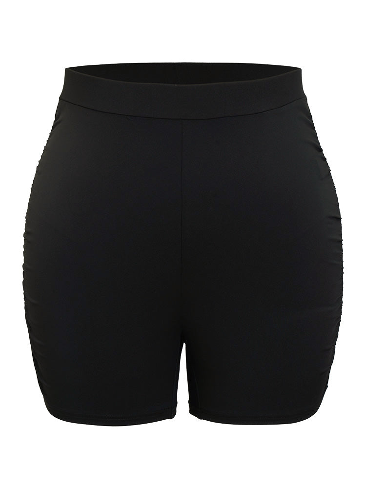 Plain Skinny Ruched Side Shorts