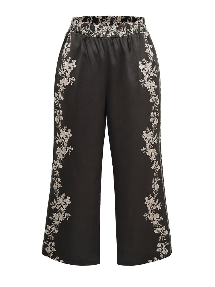 Boho Print Pocket Elastic Waist Pants