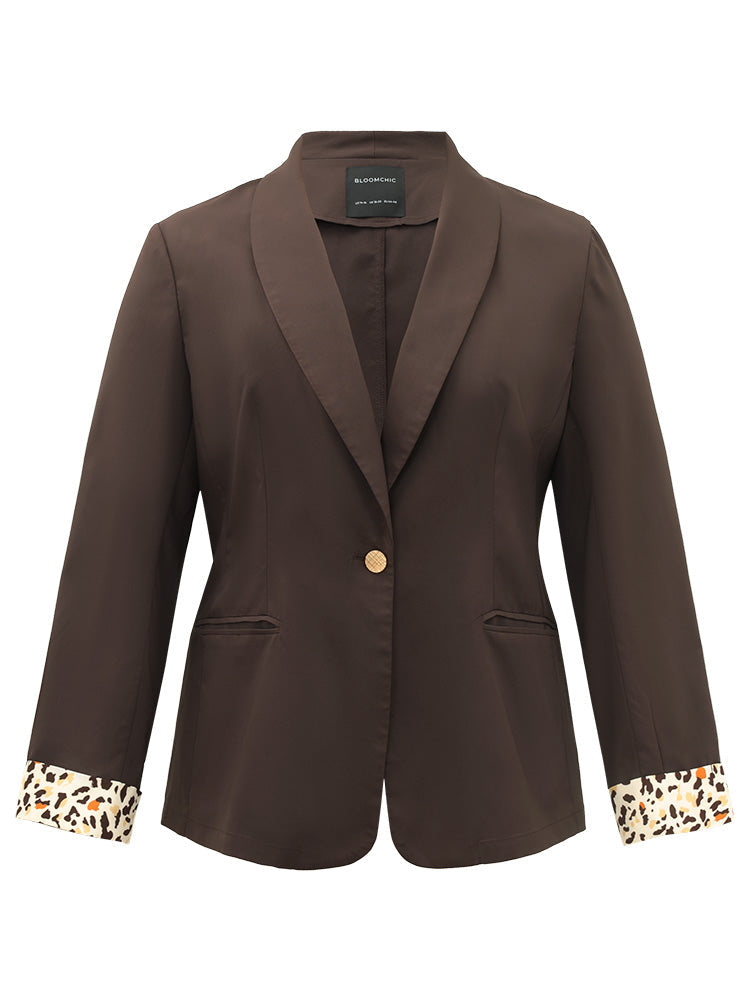 Lapel Collar Patchwork Leopard Print Blazer