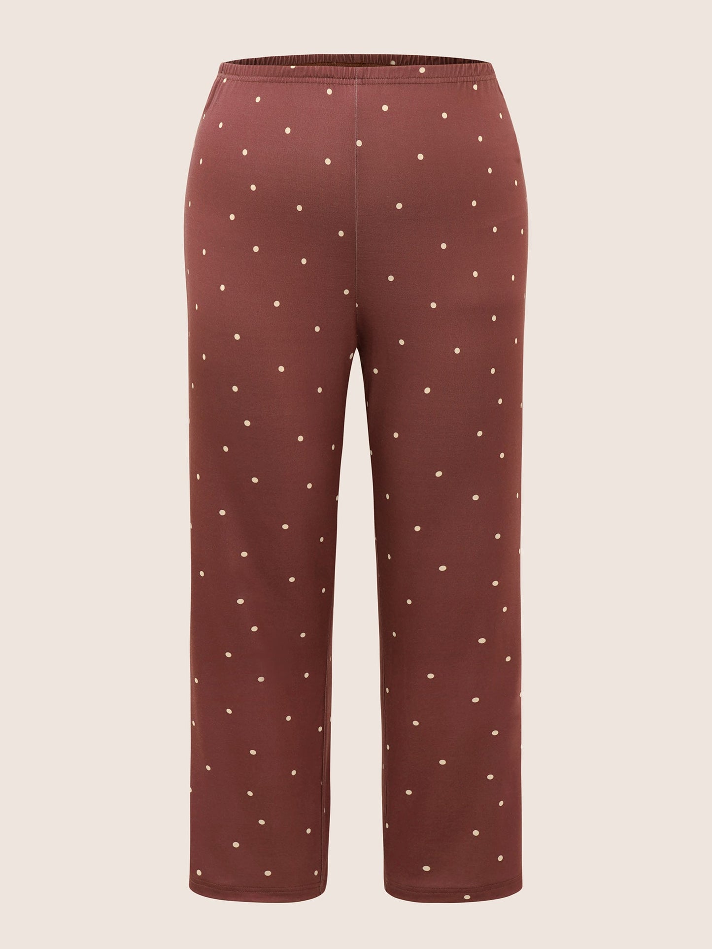 Polka Dot Contrast Elastic Waist Sleep Bottoms