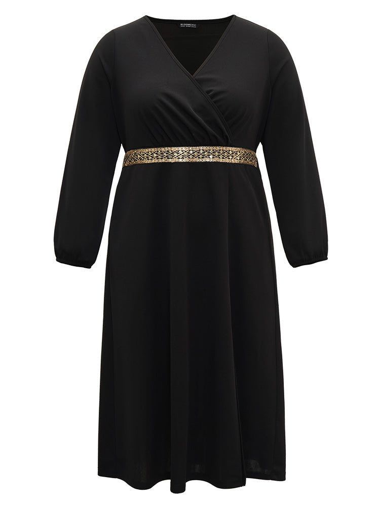 Contrast Webbing Wrap Pocket Split Hem Dress