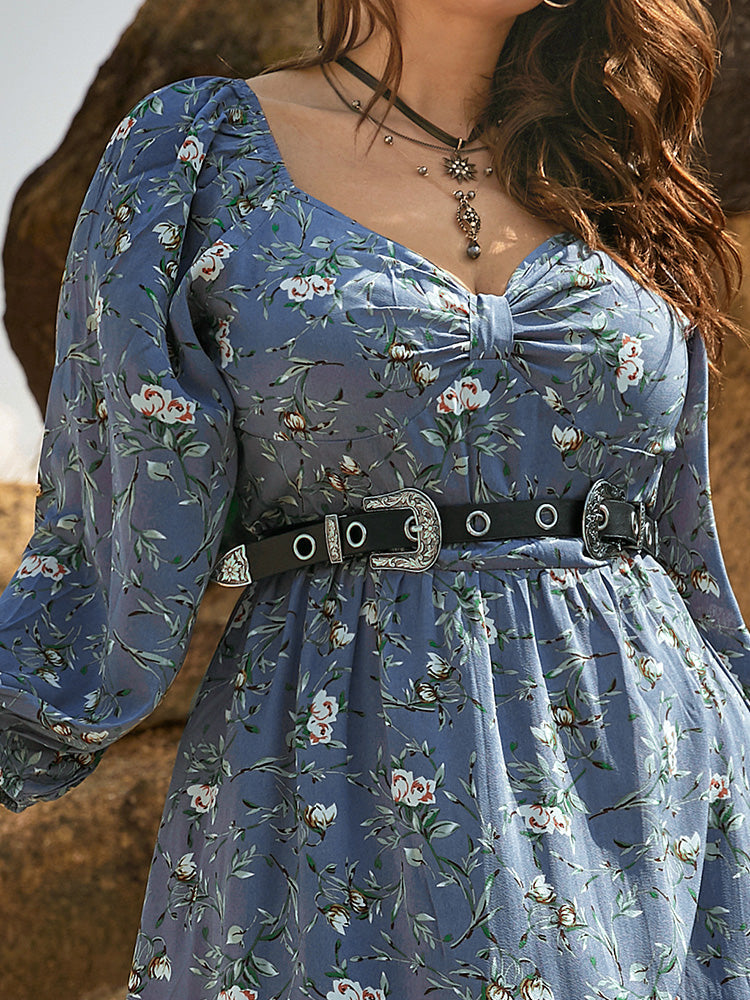 Ditsy Floral Ruched Dress Without Belt